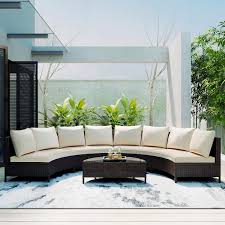 dark brown wicker outdoor sectional set