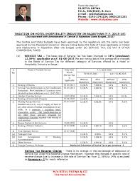 Taxation On Hotels In Rajasthan F Y 2015 16 Ritul Patwa