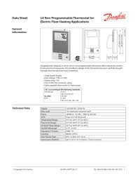 non programmable thermostat data sheet