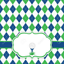 Vector Card Template With Golf Ball On Tee Argyle Background
