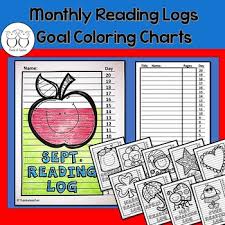 Reading Log Goal Coloring Charts 10 Months
