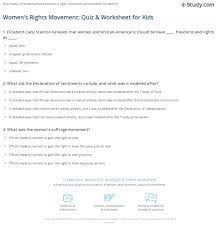 These are brainpop quiz answers. Women S Rights Movement Quiz Worksheet For Kids Study Com