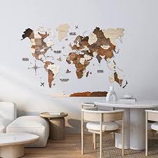 3d Wooden World Map House Decor Living