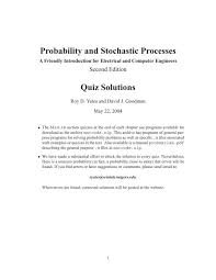 Stochastic Processes Quiz Solutions