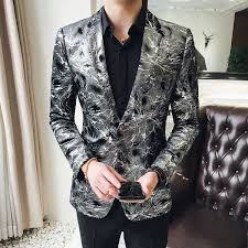 Us 52 39 42 Off Flashlight Print Velvet Blazer Men 2018 High Quality Stylish Blazer For Mens Designer Blazer Suits Jacket Stage Costumes 5xl In