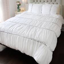 white silver sequin ruched ruffle duvet
