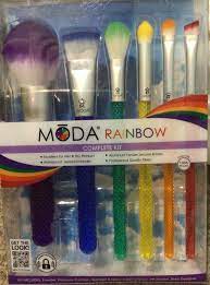 moda makeup brush set rainbow colors