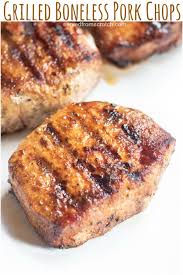 grilled boneless pork chops served