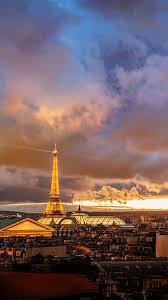 Sunset Over Paris Eiffel Tower Cloud