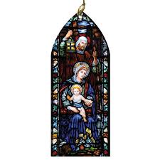 Holy Family Stained Glass Wood Ornament