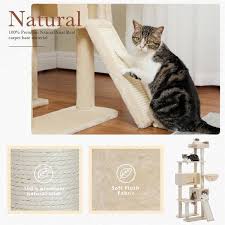 foobrues scratching posts and trees luxury apartment style catwalk cat house in beige