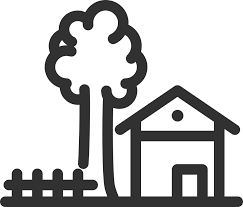 House With Garden Icon In Line Art
