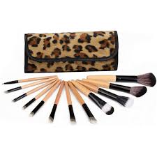 makeup brush set with leopard print