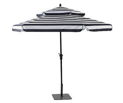 White Stripe Round Tilt Patio Umbrella