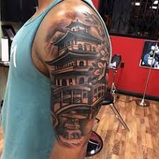The chinese tattoos have also crossed their national frontiers and become common in western countries. 60 Pagoda Tattoo Designs For Men Tiered Tower Ink Ideas Samurai Tattoo Sleeve Tattoo Designs Men Temple Tattoo