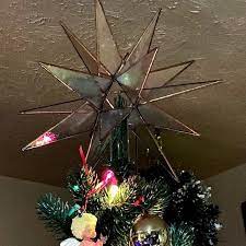 Lg Stained Glass Tree Topper Copper