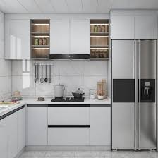 white modular finish kitchen cabinets