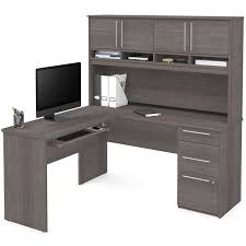 Designs making work easy by having all you need within reach. Bestar Innova Plus L Shaped Computer Desk With Hutch In Bark Gray 92421 47