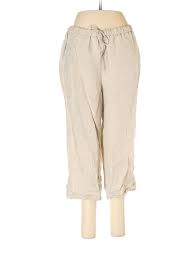 Details About Kate Hill Women Beige Linen Pants Med Petite