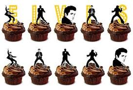 Find great deals on ebay for elvis party decorations. Elvis Presley Stand Up Cup Cake Toppers Edible Birthday Party Decorations 1 99 Picclick Uk