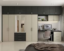 modern wardrobe design with mirror in