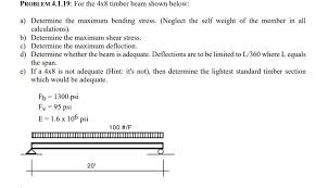 for the 4x8 timber beam shown below