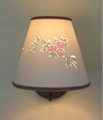 cut paper lamp shade with roses brass