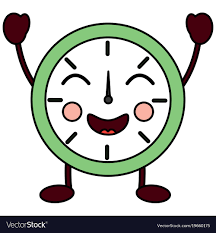 Kawaii round clock time cartoon character Vector Image