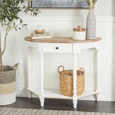 Half Moon Console Table White Wood