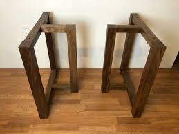 Wood Table Base Tri Square Walnut Wood