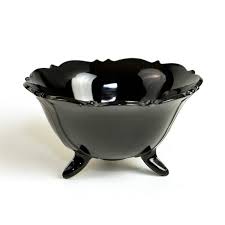 Black Amethyst Footed Glass Bowl