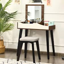 vanity desk with top mirror storage