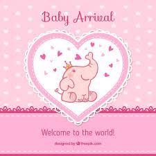 Baby Arrival Card In Pink Tones Vector Free Download