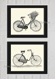 Vintage Bike Bicycle Wall Art Print Set