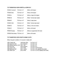 27 True Concert Key Transposition Chart