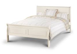 mel stone white wooden sleigh bed 5ft