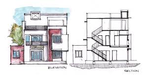 An elevation will be a triangle (as viewed from the side perpendicularly) and a section will be if you sliced the pyramid say form the centre (you will also see the tomb encased in the pyramid). Do Architectural Watercolor Sketch Of Plan Section Elevation Of House Building By Uven Arts Fiverr