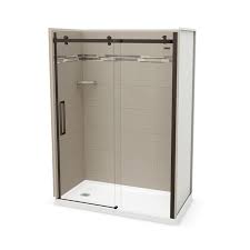 (8mm) certified clear tempered glass, smooth gliding open and close. Maax Utile 60 In X 32 In X 83 In Alcove Shower In Origin Greige With Left Drain Base And Door In Dark Bronze In The Shower Stalls Enclosures Department At Lowes Com