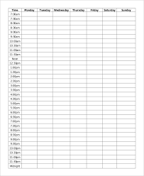 Blank School Schedule Template 8 Free Pdf Word Format