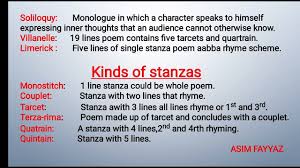 types of stanzas and poetry in english