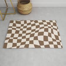 wavy brown checker rug by little dean
