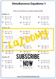 Simultaneous Equations Worksheets