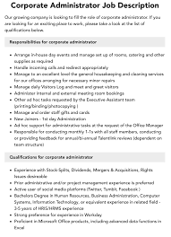 corporate administrator job description