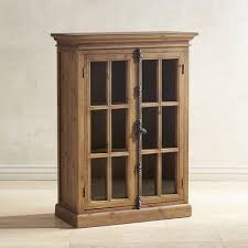 Antique Brown Glass Doors Low Cabinet