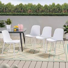 Ivy Outdoor Modern Stacking Dining Chair Set Of 4 White