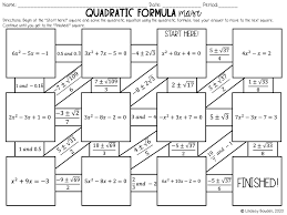 Quadratic Formula Digital Maze