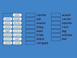 3 основные формы правильные глаголы. B1 4 Teil Prateritum Der Verben 1 Match Up