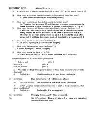 Chemistry Revision Worksheet Answers