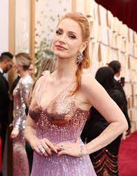 jessica chastain s lilac gucci gown on