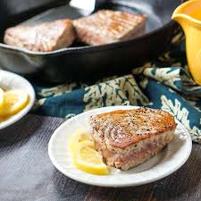 pepper tuna steak with easy lemon dijon